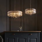 104467 Clifton 5 Light Pendant Bright Nickel Plate And Clear Crystal Glass