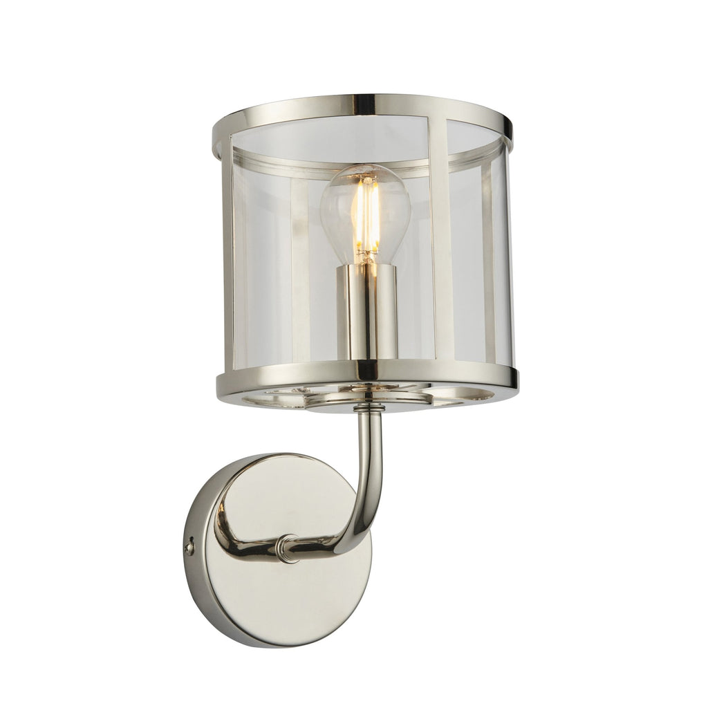 106003 Hopton 1 Light Wall Bright Nickel Plate And Clear Glass