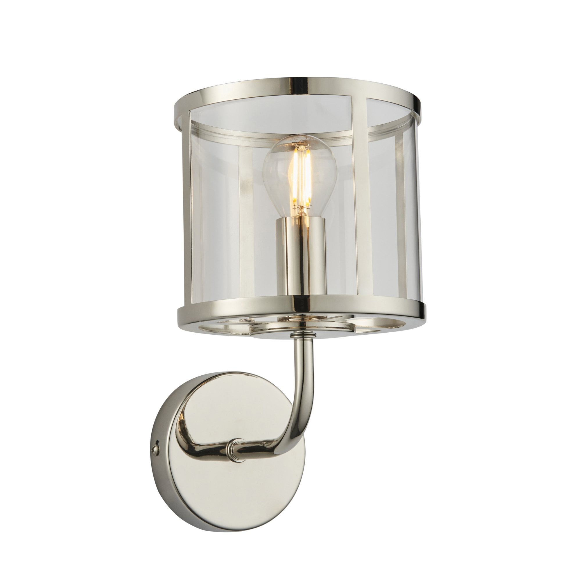 106003 Hopton 1 Light Wall Bright Nickel Plate And Clear Glass