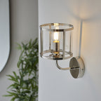 106003 Hopton 1 Light Wall Bright Nickel Plate And Clear Glass