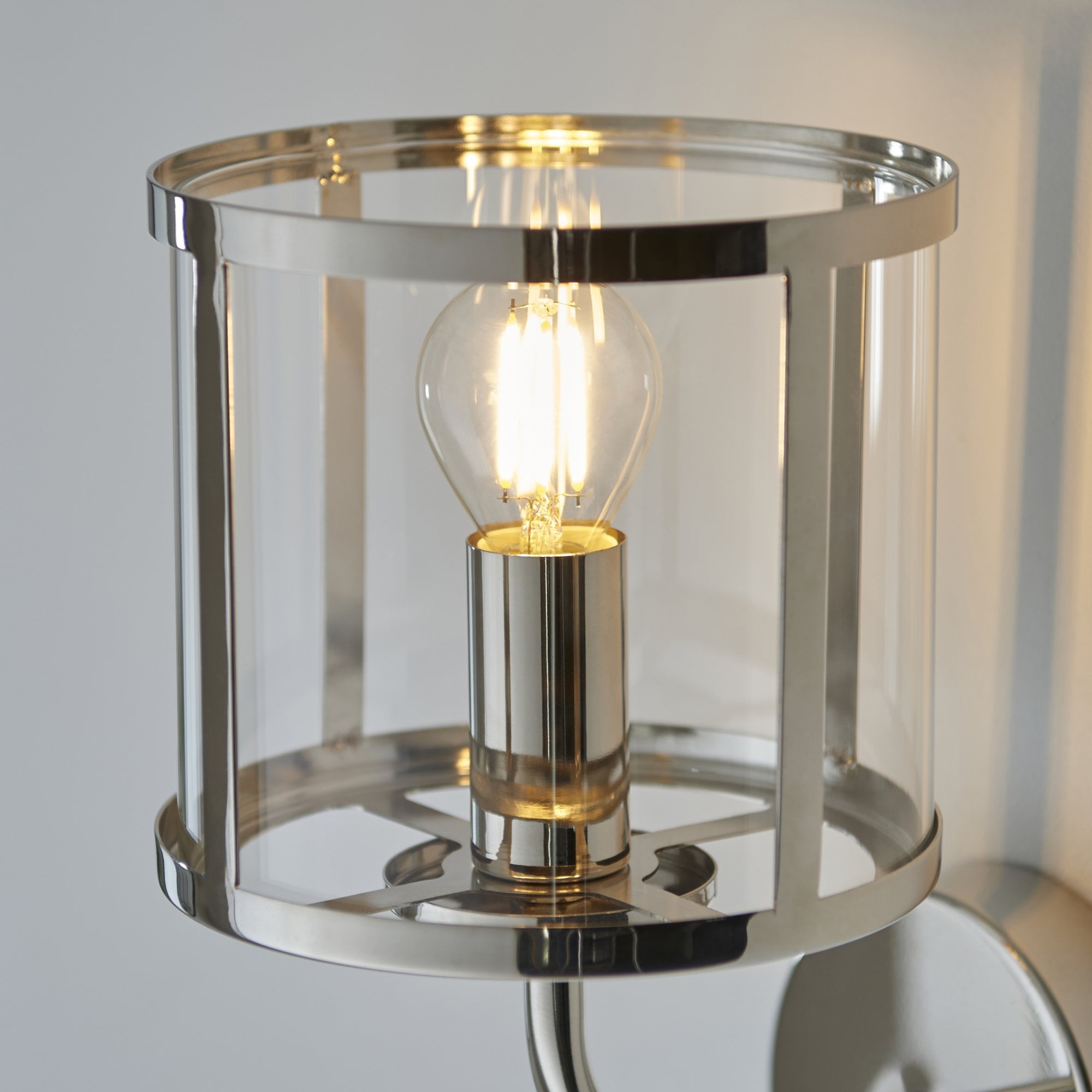 106003 Hopton 1 Light Wall Bright Nickel Plate And Clear Glass