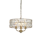 106243 Clifton 3 Light Pendant Antique Brass Plate And Clear Crystal Glass