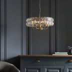 106244 Clifton 5 Light Pendant Antique Brass Plate And Clear Crystal Glass