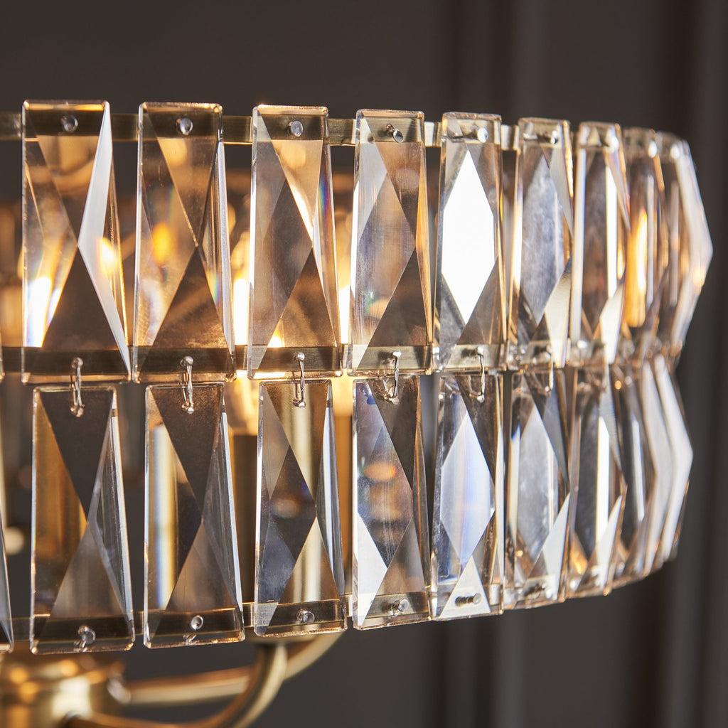 106244 Clifton 5 Light Pendant Antique Brass Plate And Clear Crystal Glass