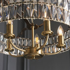 106244 Clifton 5 Light Pendant Antique Brass Plate And Clear Crystal Glass