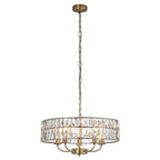 106244 Clifton 5 Light Pendant Antique Brass Plate And Clear Crystal Glass