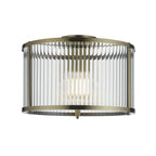 Ridgeton 1 Light Flush Antique Brass Plate And Clear Ribbed Glass