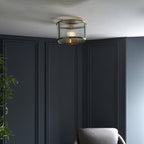 Ridgeton 1 Light Flush Antique Brass Plate And Clear Ribbed Glass