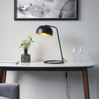 106336 Brair New 1 Light Table Lamp Matt Black And Antique Brass Paint