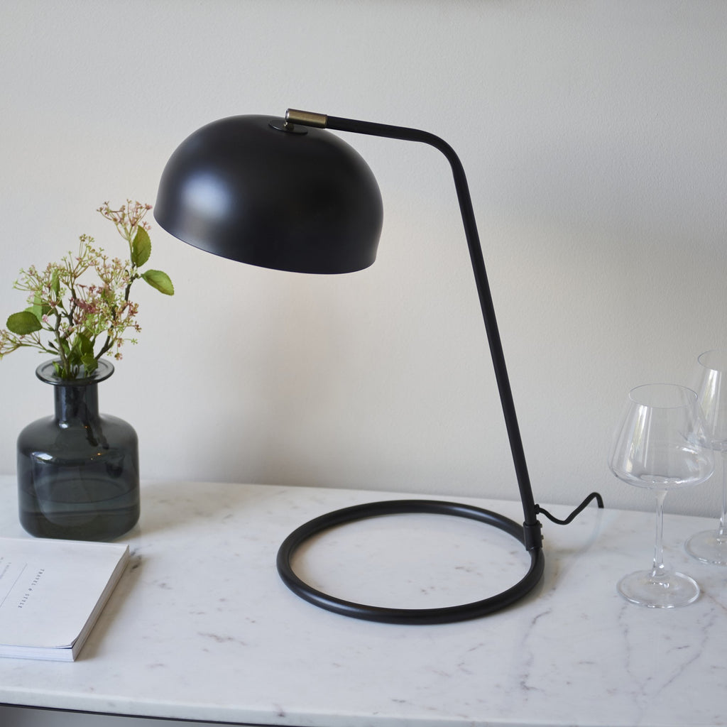 106336 Brair New 1 Light Table Lamp Matt Black And Antique Brass Paint
