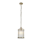 106710 Lambeth Ribbed 1 Light Pendant Antique Brass Plate And Clear Ribbed Glass