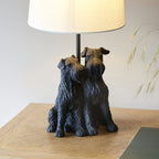 106794 Schnauzer 1 Light Table Lamp Matt Black And Natural Linen