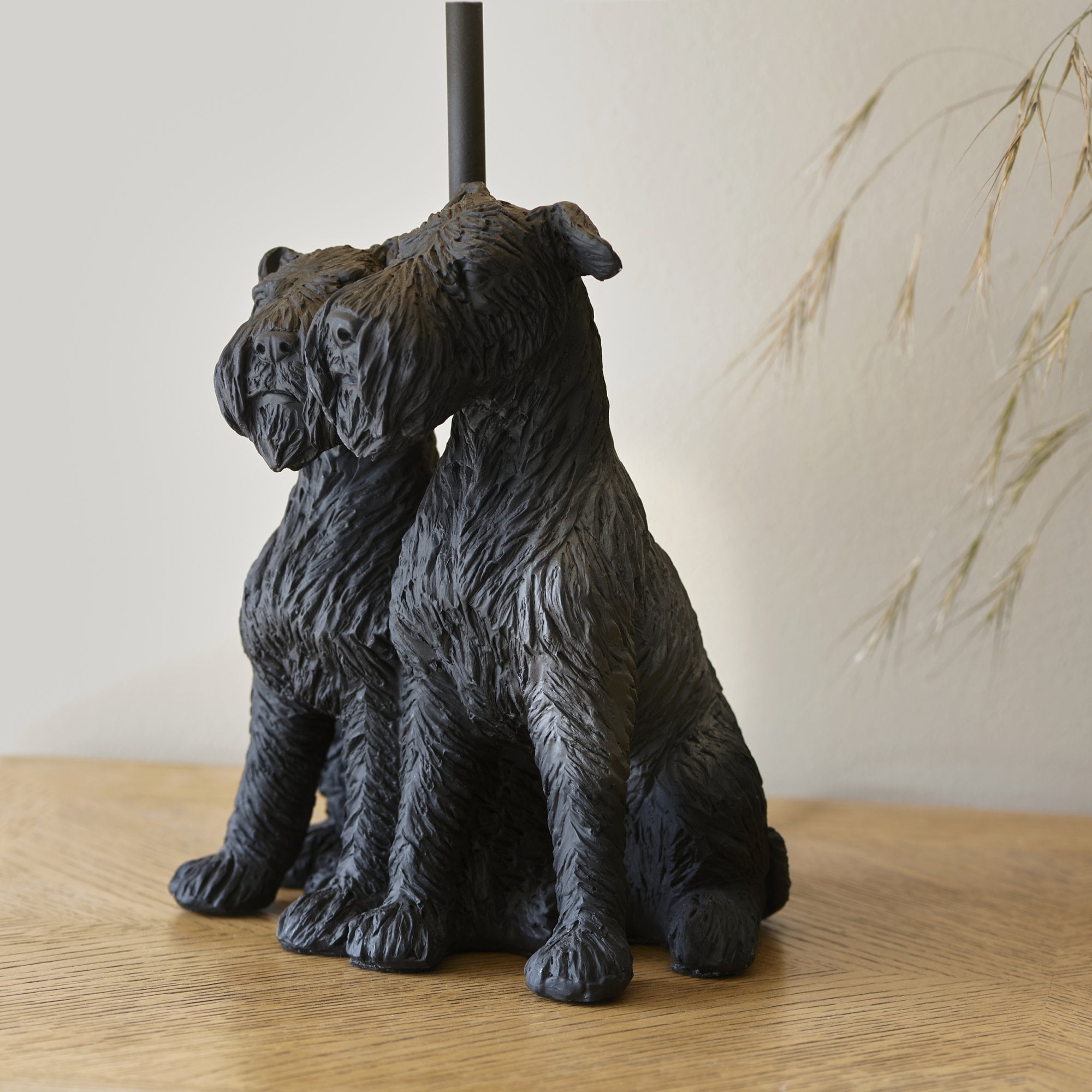 106794 Schnauzer 1 Light Table Lamp Matt Black And Natural Linen