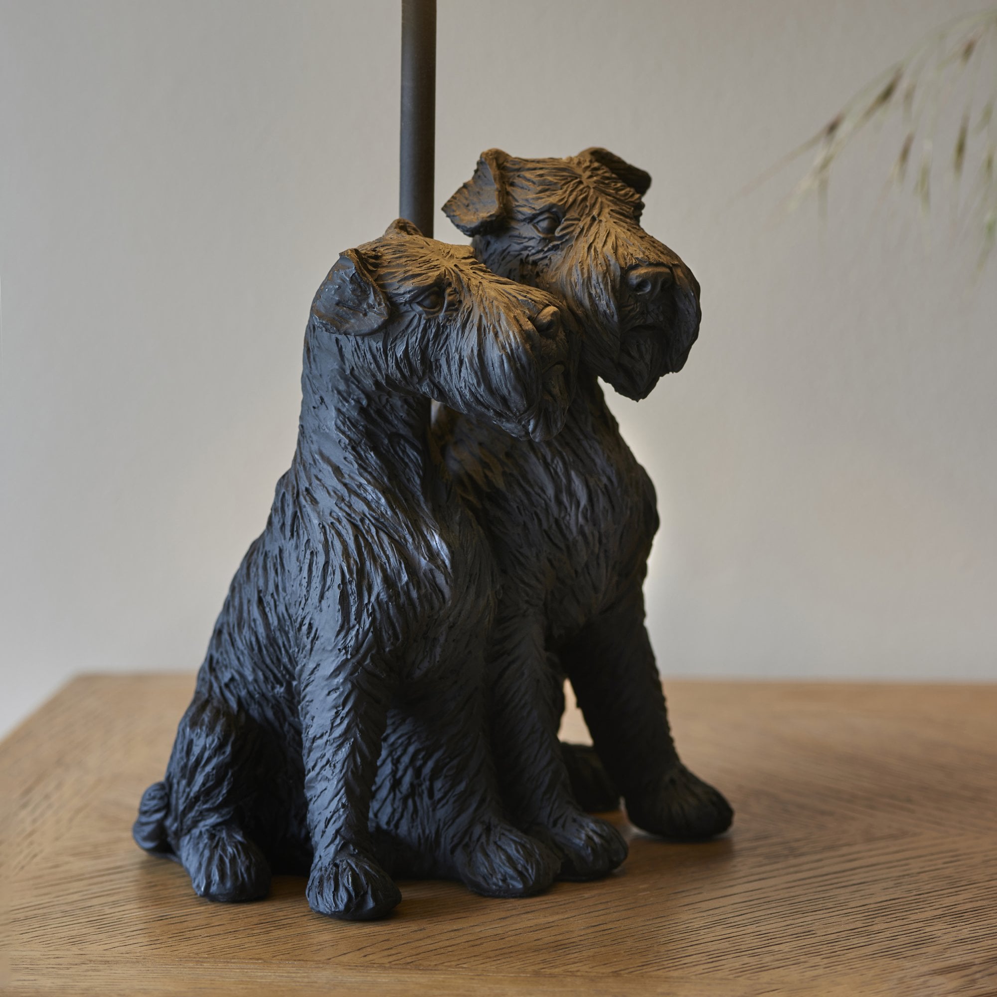 106794 Schnauzer 1 Light Table Lamp Matt Black And Natural Linen