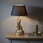 106796 Fox 1 Light Table Lamp Vintage Gold Paint And Black Fabric