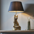 106796 Fox 1 Light Table Lamp Vintage Gold Paint And Black Fabric
