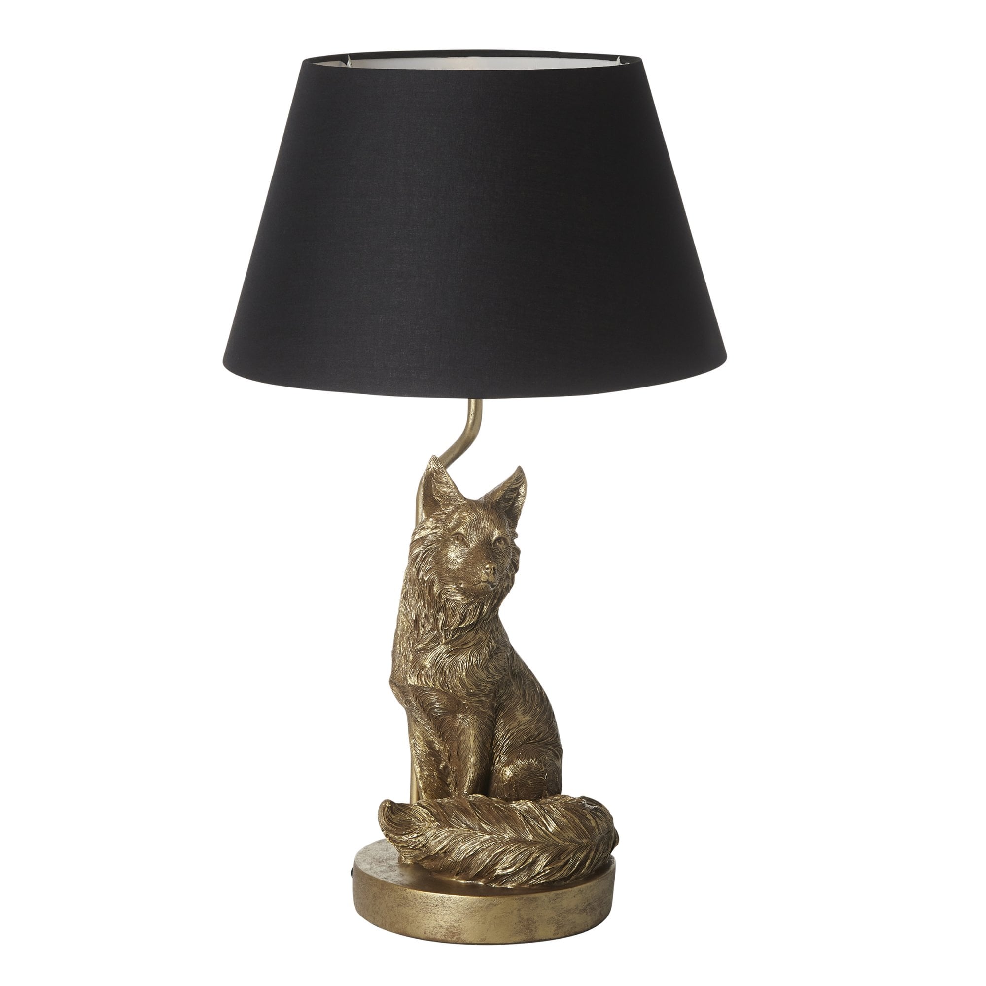 106796 Fox 1 Light Table Lamp Vintage Gold Paint And Black Fabric