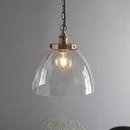 106895 Hansen Grand 1 Light Pendant Aged Copper Plate And Clear Glass