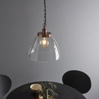 106895 Hansen Grand 1 Light Pendant Aged Copper Plate And Clear Glass