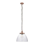 106895 Hansen Grand 1 Light Pendant Aged Copper Plate And Clear Glass