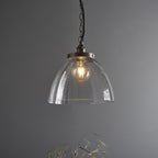 106896 Hansen Grand 1 Light Pendant Brushed Silver Paint And Clear Glass