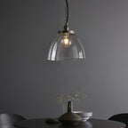 106896 Hansen Grand 1 Light Pendant Brushed Silver Paint And Clear Glass