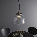 106896 Hansen Grand 1 Light Pendant Brushed Silver Paint And Clear Glass
