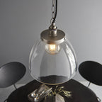 106896 Hansen Grand 1 Light Pendant Brushed Silver Paint And Clear Glass
