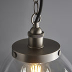 106896 Hansen Grand 1 Light Pendant Brushed Silver Paint And Clear Glass
