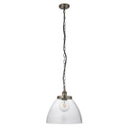 106896 Hansen Grand 1 Light Pendant Brushed Silver Paint And Clear Glass