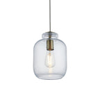 106923 Lyra 1 Light Pendant Clear Textured Glass And Antique Brass Plate