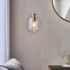 106923 Lyra 1 Light Pendant Clear Textured Glass And Antique Brass Plate