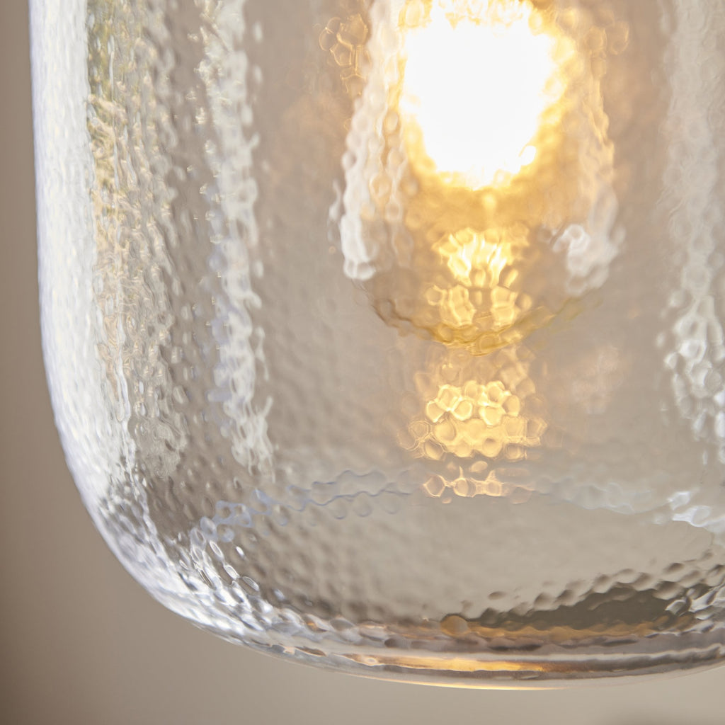 106923 Lyra 1 Light Pendant Clear Textured Glass And Antique Brass Plate