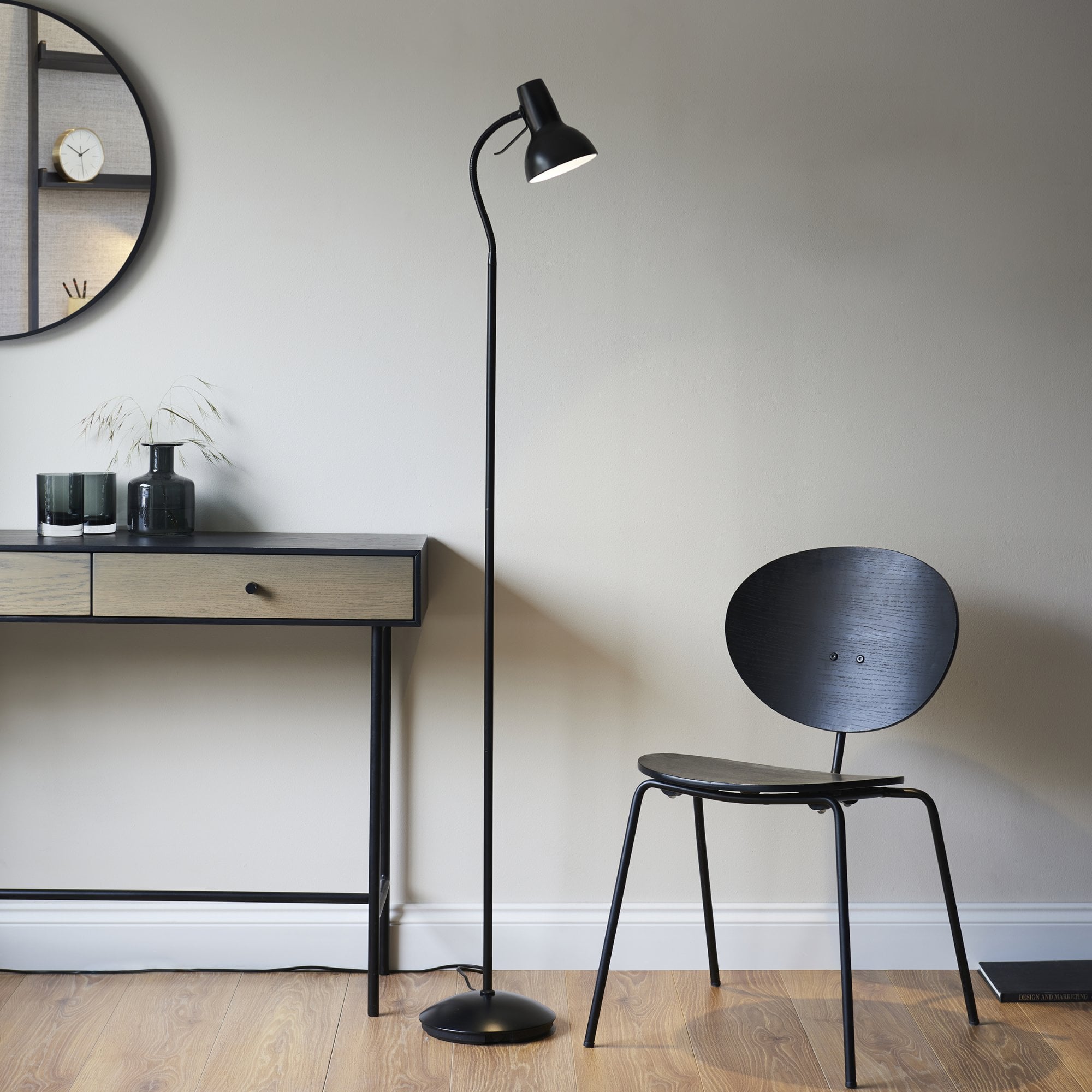 106997 Amalfi 1 Light Floor Lamp Matt Black Paint