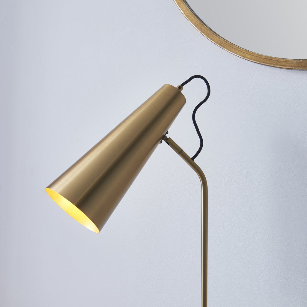 107527 Karna New 1 Light Table Lamp Warm Antique Brass Plate