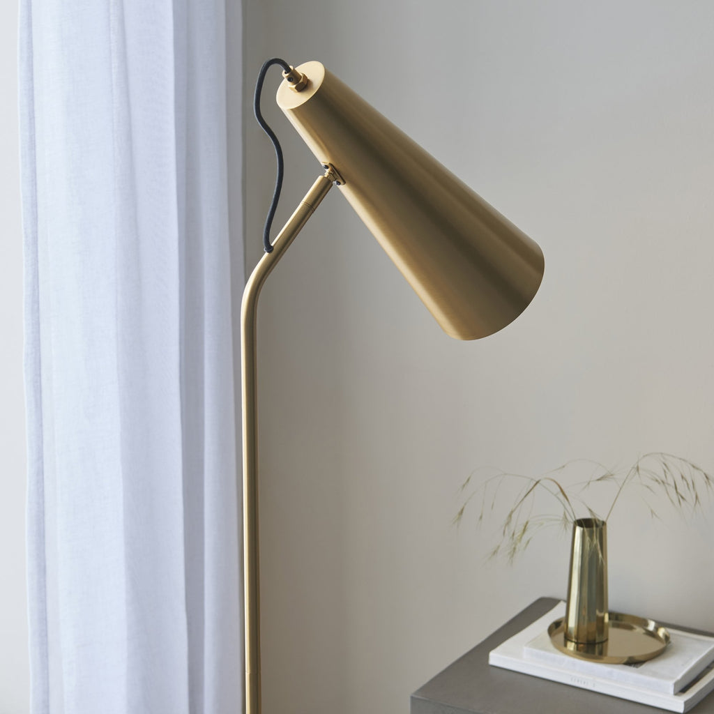 107528 Karna New 1 Light Floor Lamp Warm Antique Brass Plate