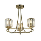 107801 Berenice 3 Light Semi Flush Antique Brass Plate And Clear Glass