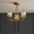 107801 Berenice 3 Light Semi Flush Antique Brass Plate And Clear Glass