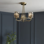 107801 Berenice 3 Light Semi Flush Antique Brass Plate And Clear Glass