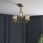 107801 Berenice 3 Light Semi Flush Antique Brass Plate And Clear Glass