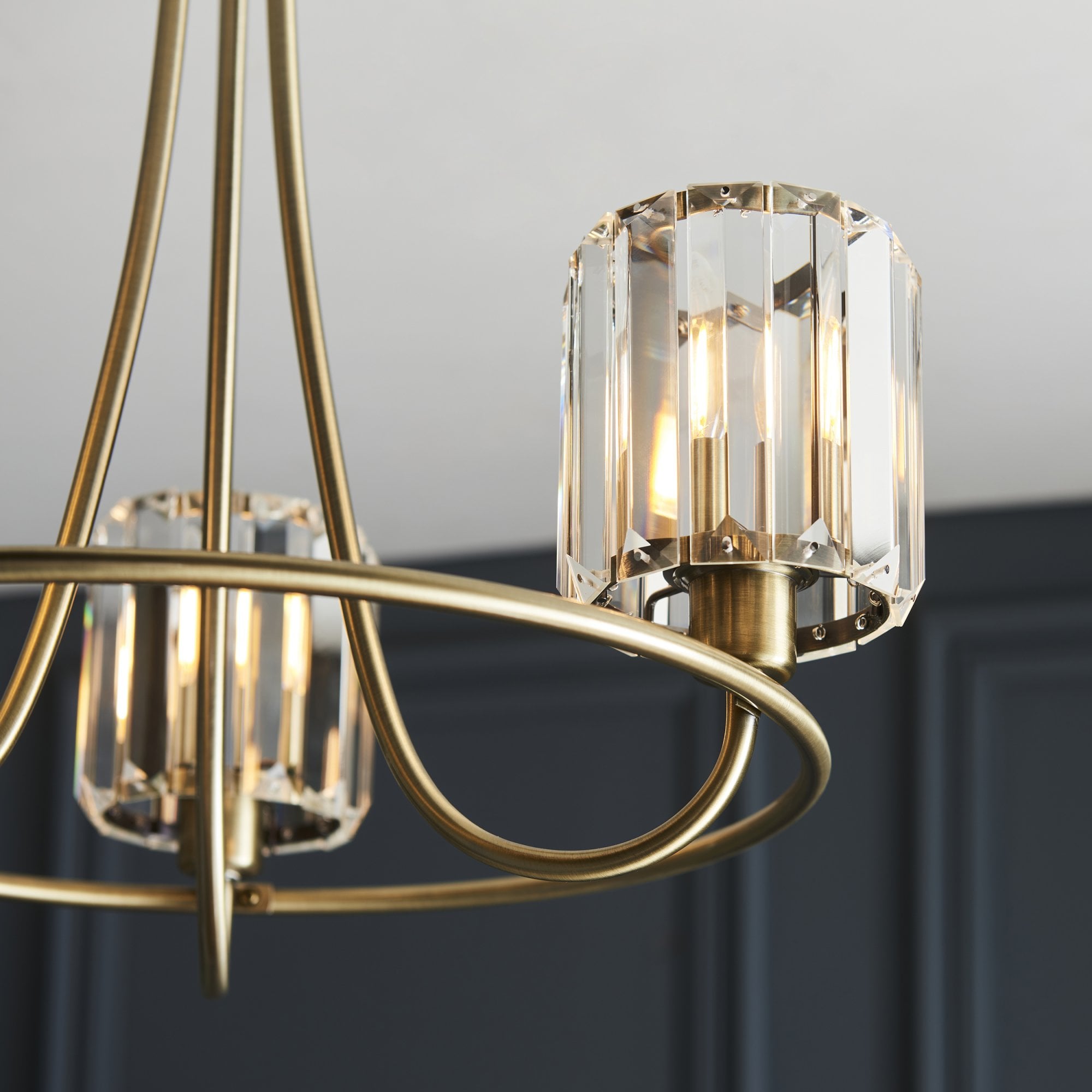107801 Berenice 3 Light Semi Flush Antique Brass Plate And Clear Glass