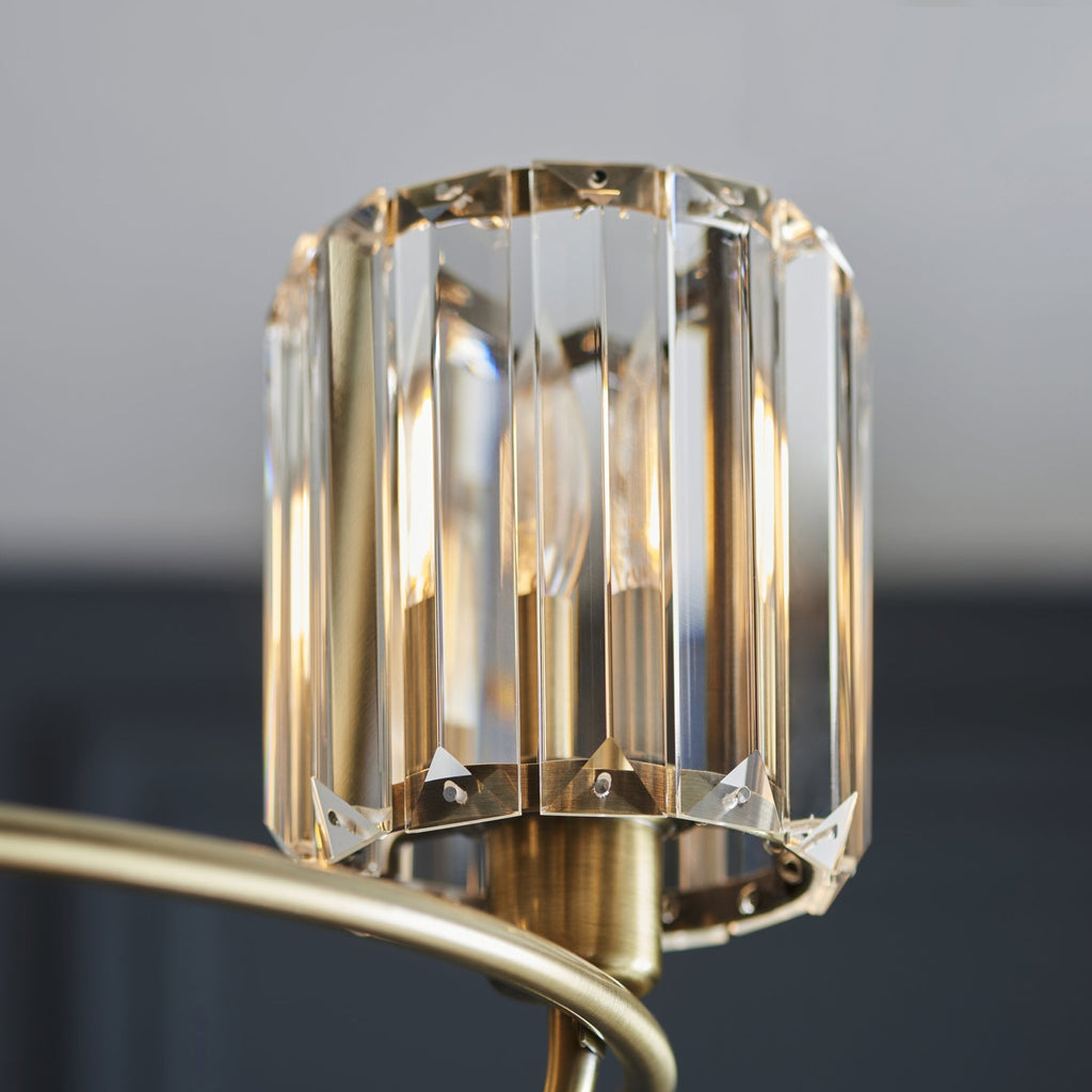 107801 Berenice 3 Light Semi Flush Antique Brass Plate And Clear Glass