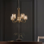 107802 Berenice 5 Light Pendant Antique Brass Plate And Clear Glass
