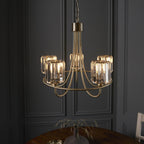 107802 Berenice 5 Light Pendant Antique Brass Plate And Clear Glass