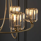 107802 Berenice 5 Light Pendant Antique Brass Plate And Clear Glass