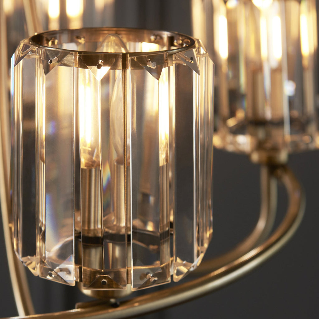 107802 Berenice 5 Light Pendant Antique Brass Plate And Clear Glass
