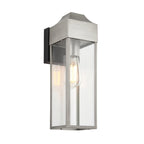 95529 Outdoor Wall 1 Light Brushed Silver Finish, Matt Black And Clear Glass