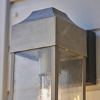 95529 Outdoor Wall 1 Light Brushed Silver Finish, Matt Black And Clear Glass
