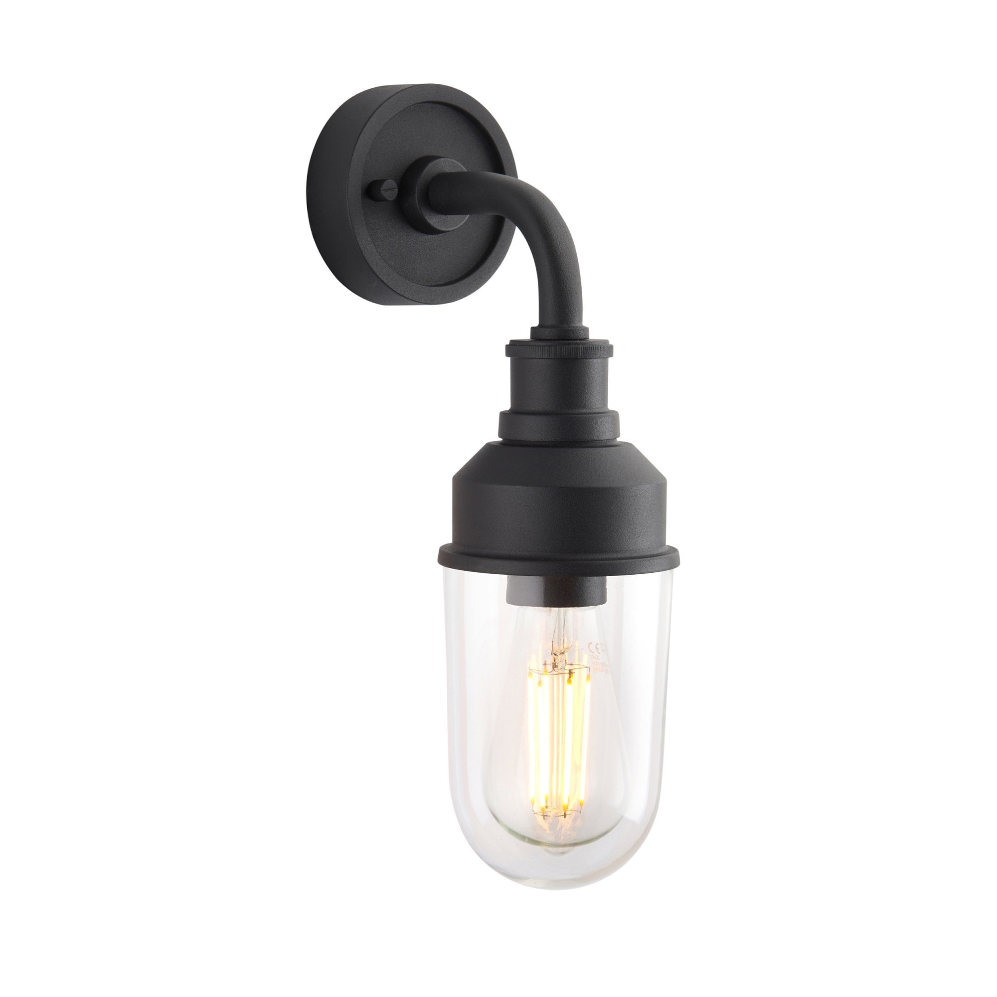95884 Outdoor Wall 1 Light Matt Black And Clear Glass