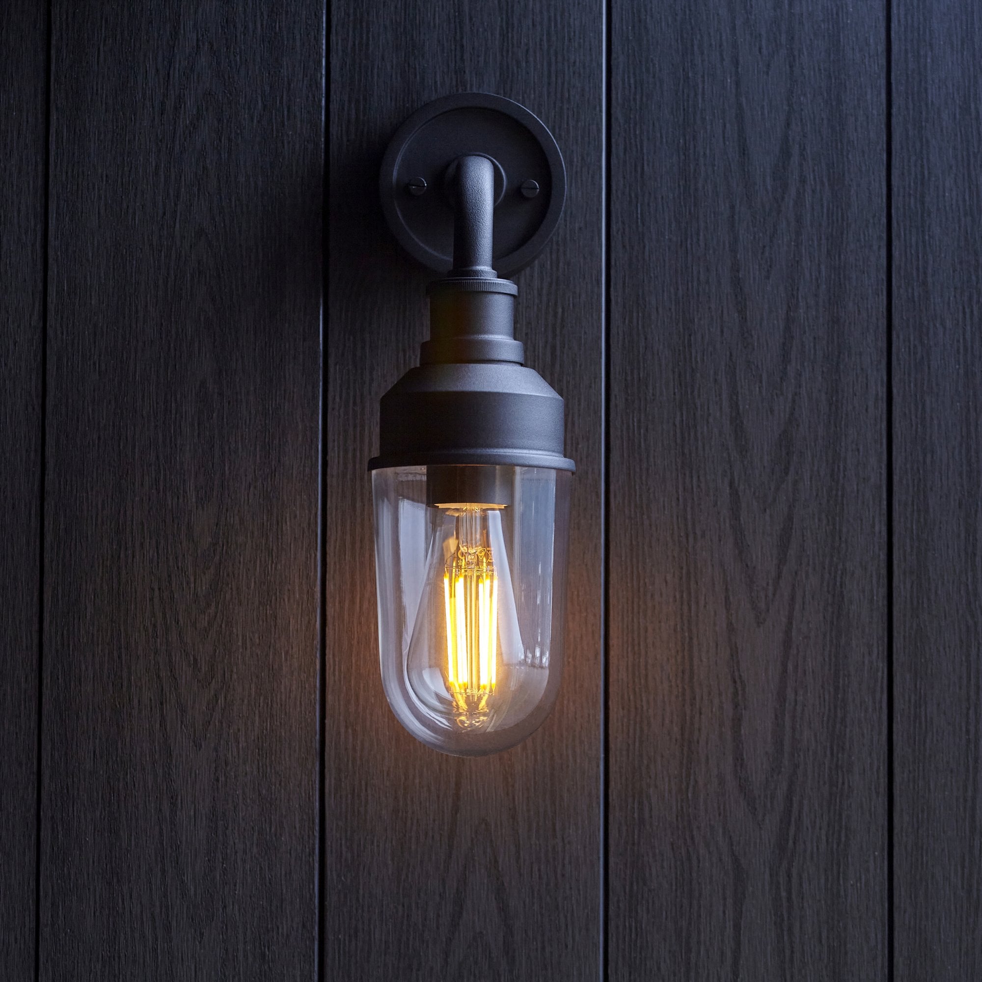 95884 Outdoor Wall 1 Light Matt Black And Clear Glass